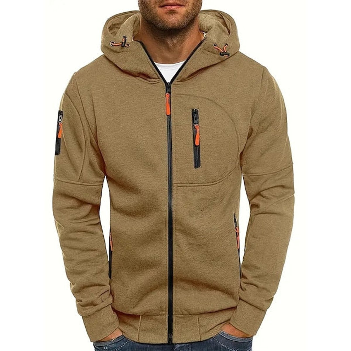 Simon Zip-Up Drawstring Hoodie Sweater
