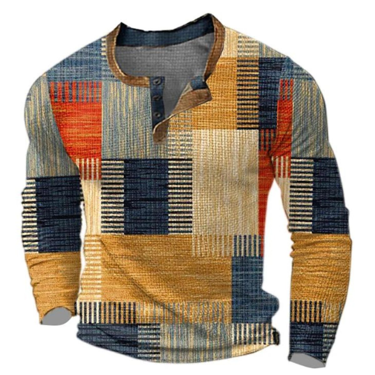 Christian Retro Colorblock Henley Sweater