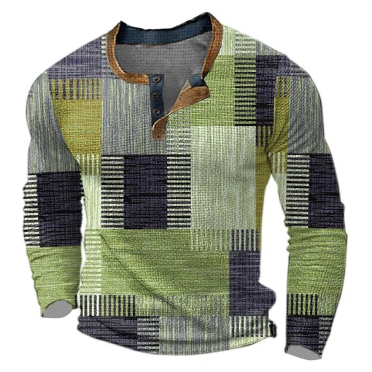Christian Retro Colorblock Henley Sweater