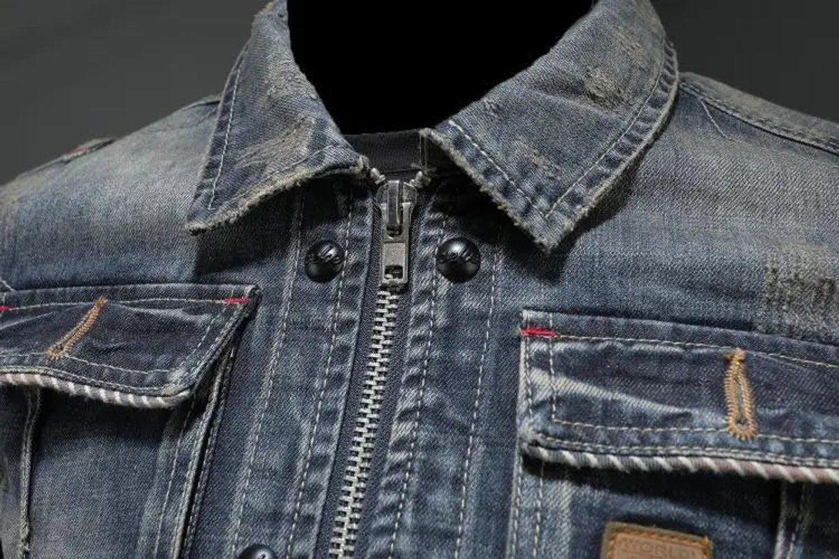 Tobias Retro Vintage Zip-Up Denim Jacket