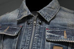 Tobias Retro Vintage Zip-Up Denim Jacket