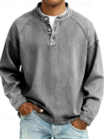 Dominik Retro Henley Washed Knit Sweater