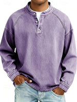 Dominik Retro Henley Washed Knit Sweater