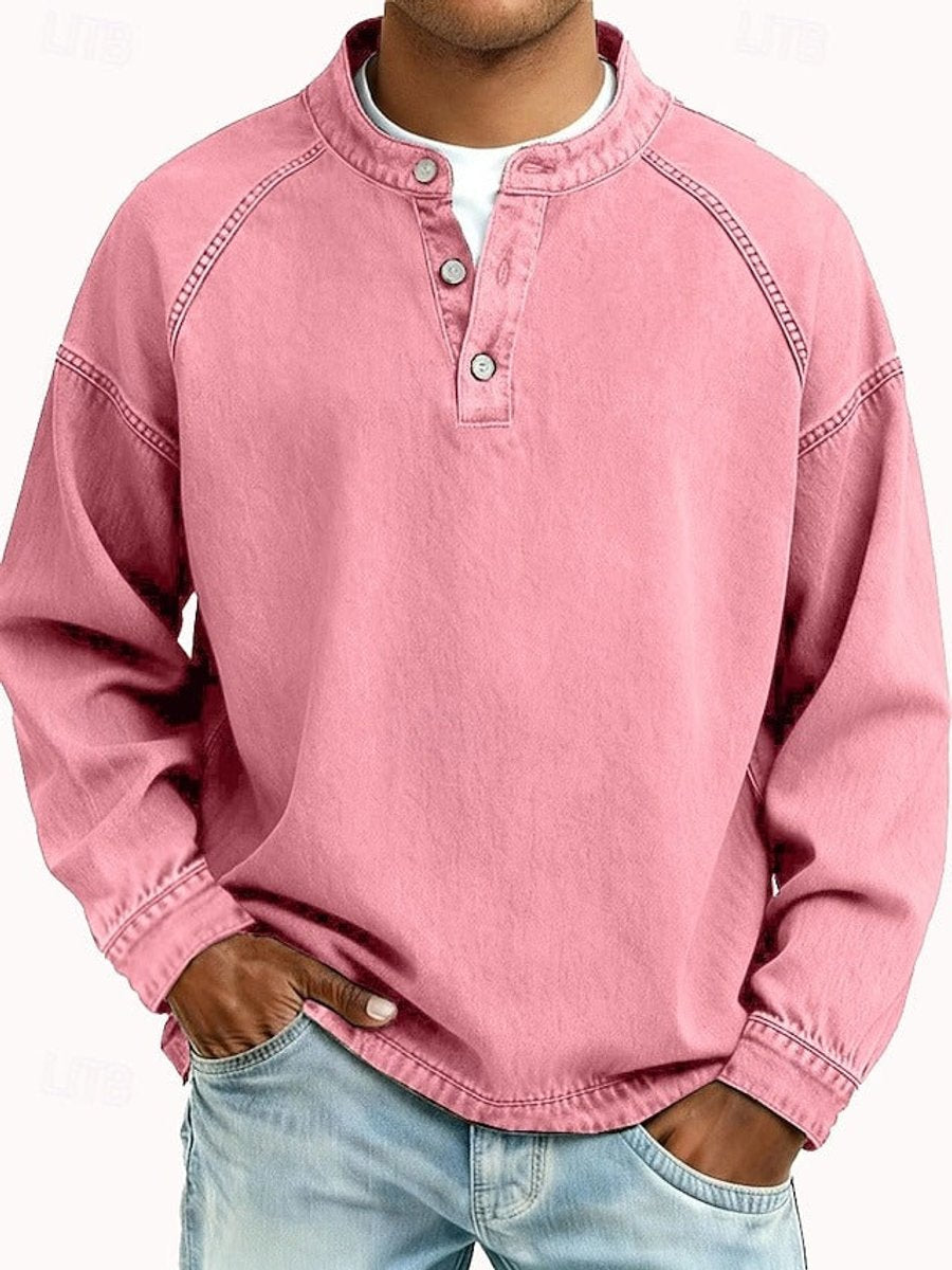 Dominik Retro Henley Washed Knit Sweater