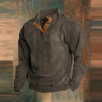 Maximilian Ribbed Button-Collar Elbow Patch Sweater