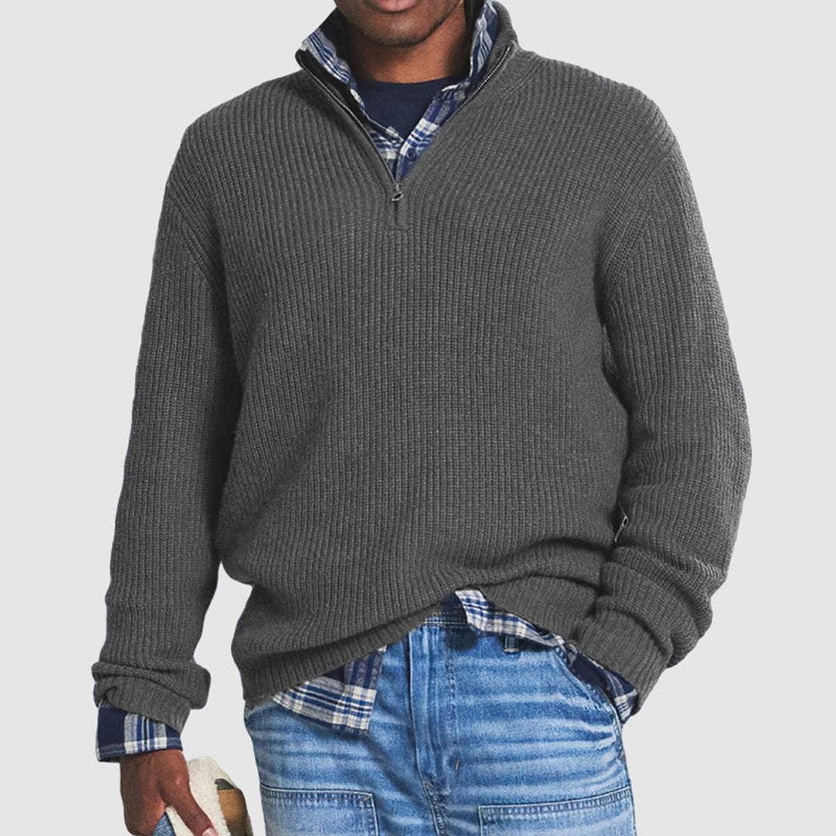 Lukas Ribbed Quarter-Zip Business Casual Sweater