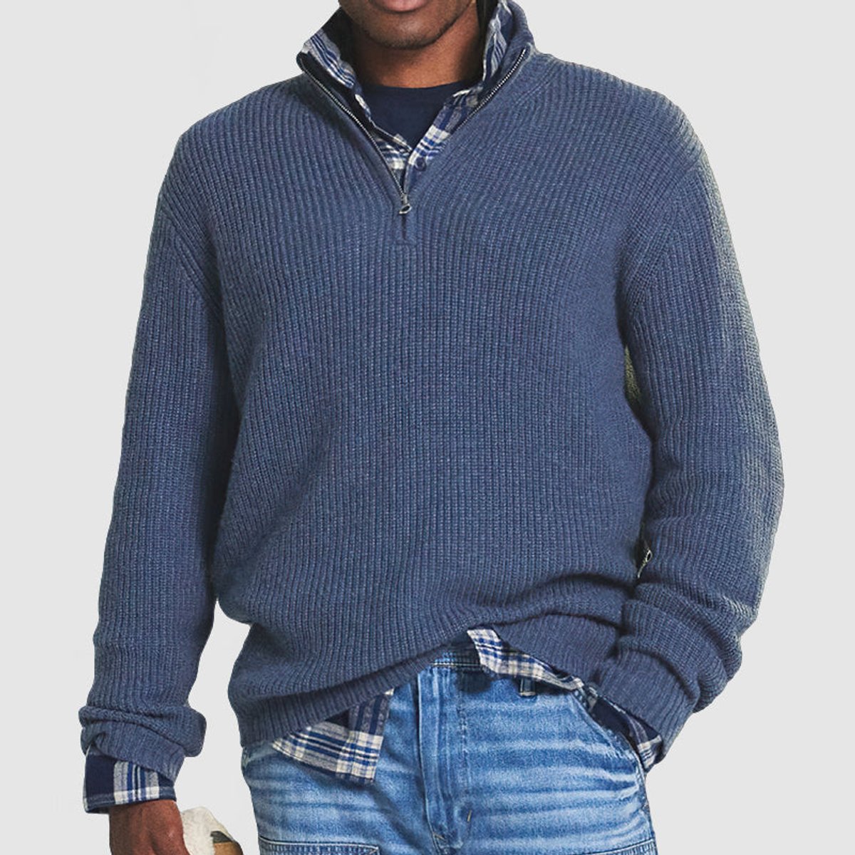 Lukas Ribbed Quarter-Zip Business Casual Sweater