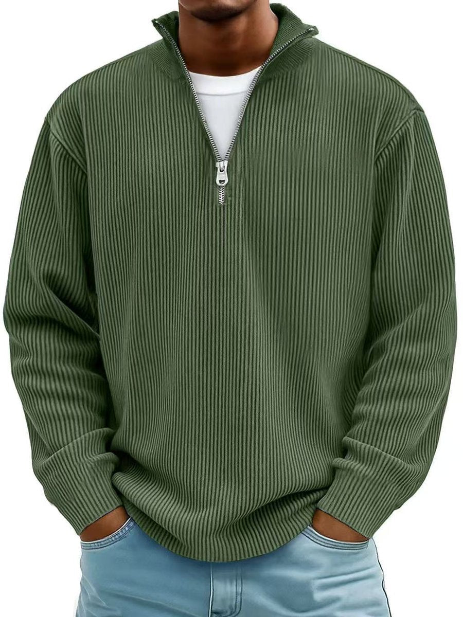 Simon Ribbed Quarter-Zip Mock Neck Sweater