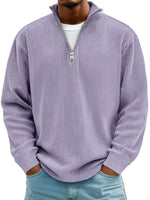 Simon Ribbed Quarter-Zip Mock Neck Sweater