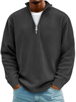 Simon Ribbed Quarter-Zip Mock Neck Sweater
