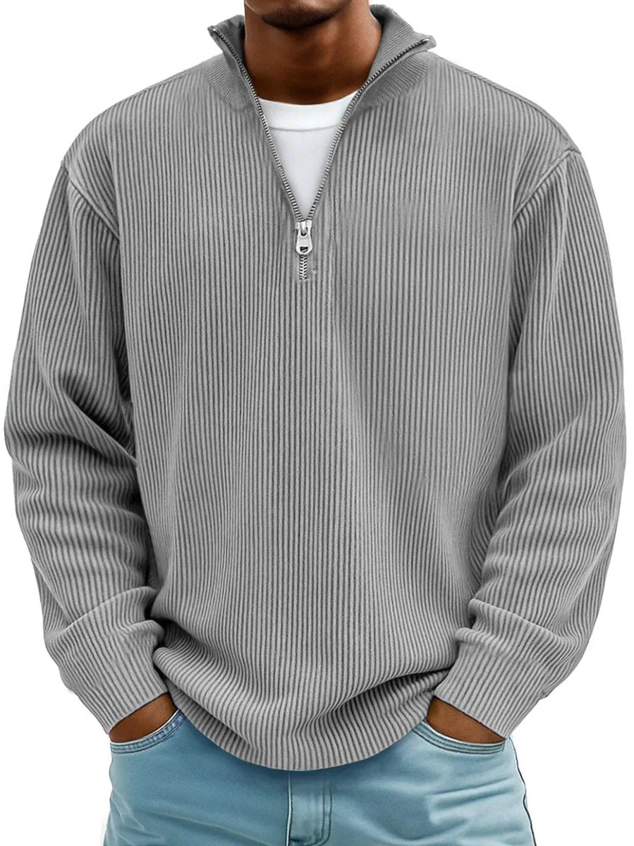 Simon Ribbed Quarter-Zip Mock Neck Sweater