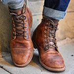 Julian Classic Lace-Up Leather Boots with Rugged Rubber Sole