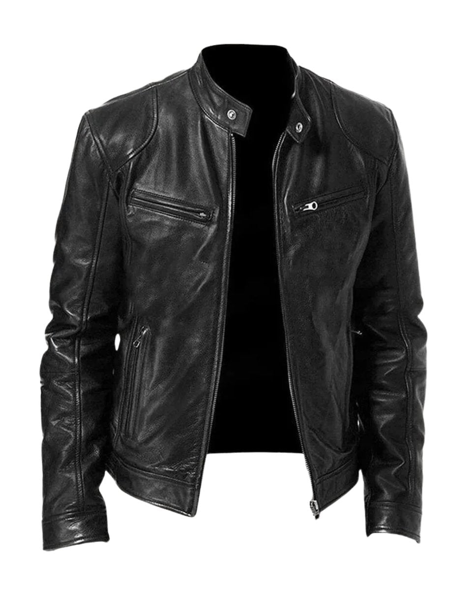 Felix Slim-Fit Faux Leather Biker Quilted Jacket