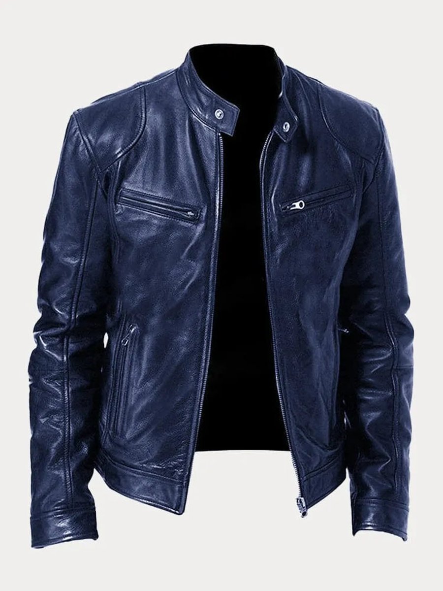 Felix Slim-Fit Faux Leather Biker Quilted Jacket