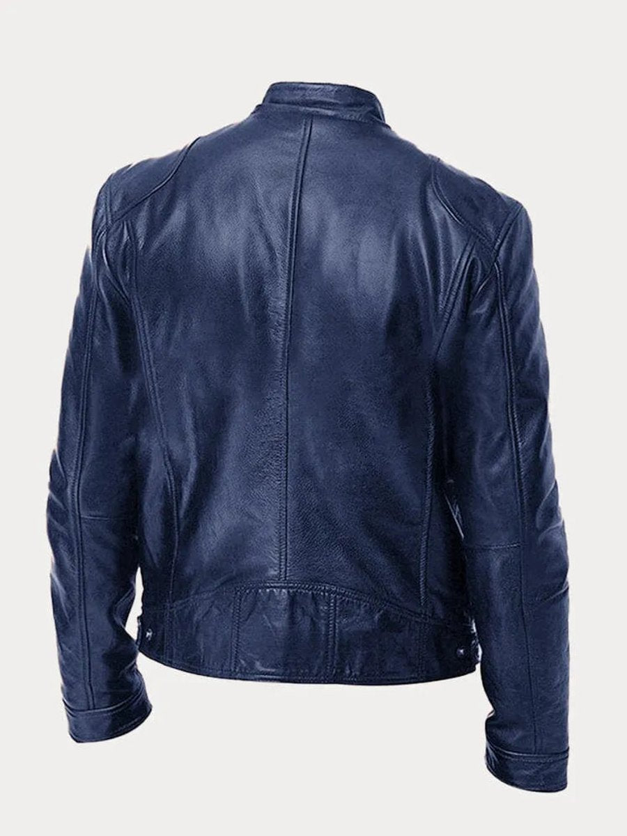 Felix Slim-Fit Faux Leather Biker Quilted Jacket