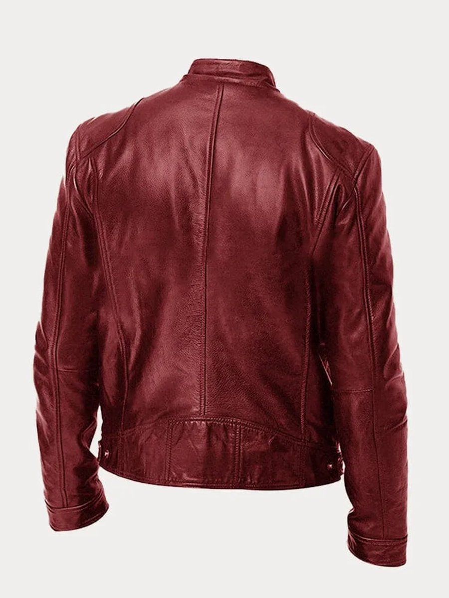 Felix Slim-Fit Faux Leather Biker Quilted Jacket