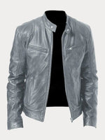 Felix Slim-Fit Faux Leather Biker Quilted Jacket