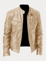 Felix Slim-Fit Faux Leather Biker Quilted Jacket