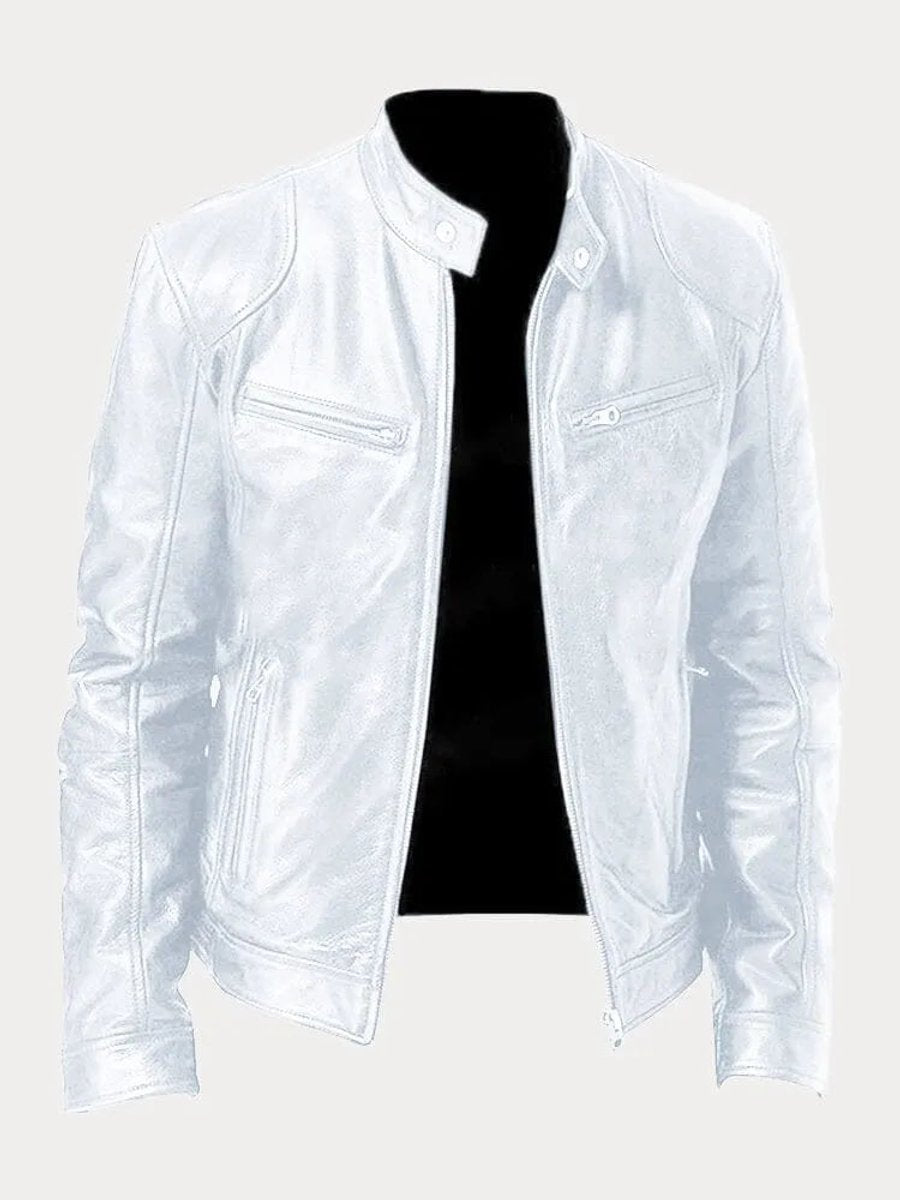 Felix Slim-Fit Faux Leather Biker Quilted Jacket