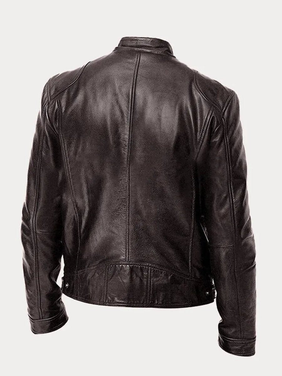 Felix Slim-Fit Faux Leather Biker Quilted Jacket