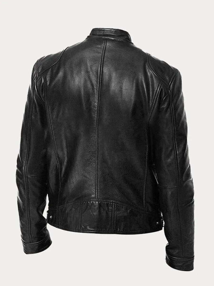 Felix Slim-Fit Faux Leather Biker Quilted Jacket