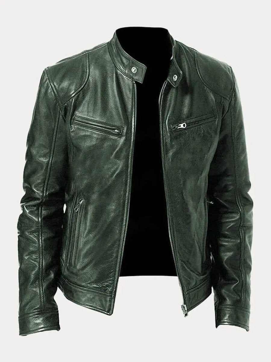 Felix Slim-Fit Faux Leather Biker Quilted Jacket