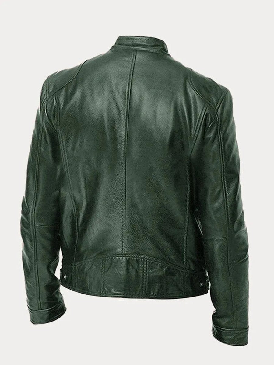 Felix Slim-Fit Faux Leather Biker Quilted Jacket