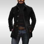 Matthias Slim-Fit Corduroy Wool Coat with Stand Collar
