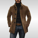 Matthias Slim-Fit Corduroy Wool Coat with Stand Collar