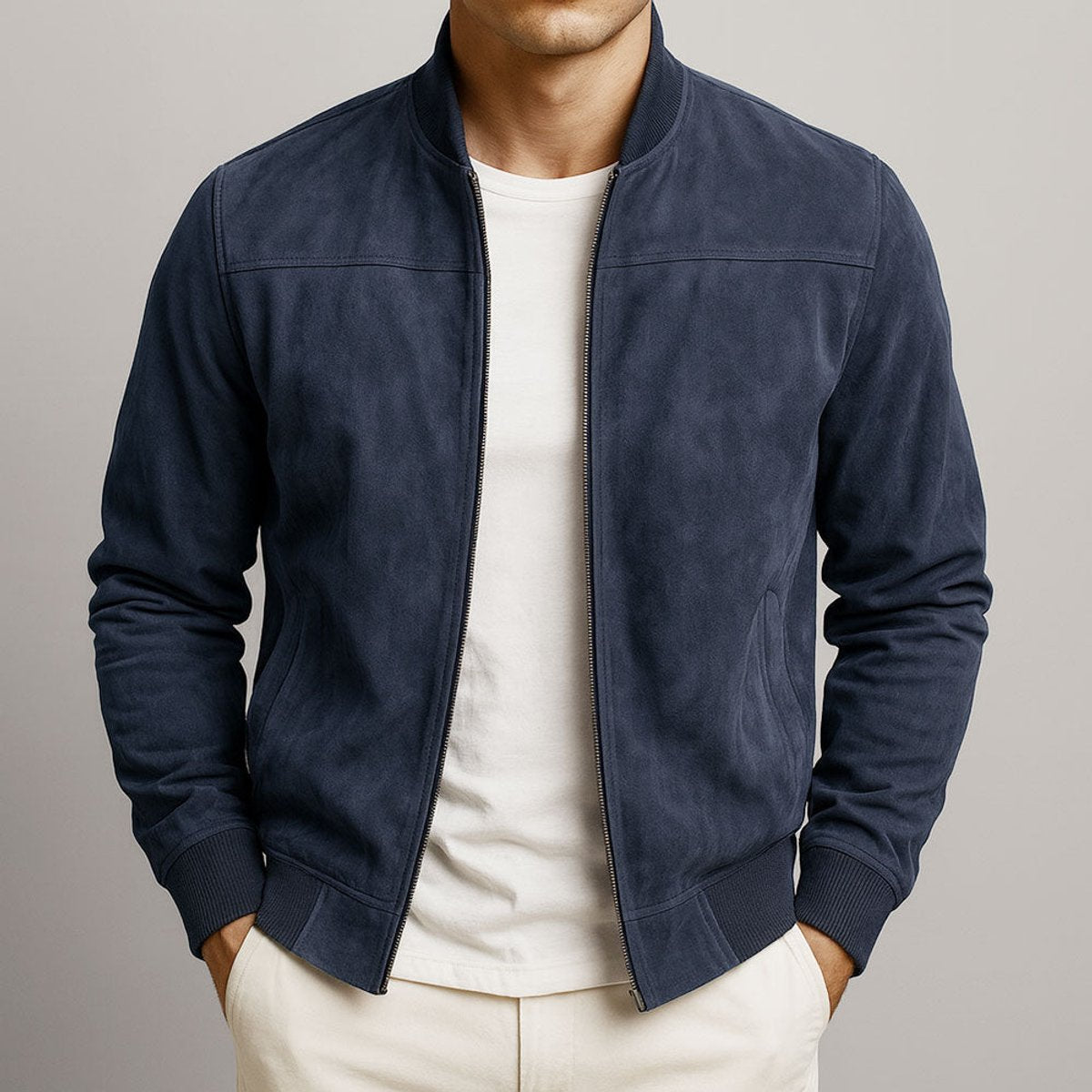 Dominik Slim-Fit Suede Bomber Jacket