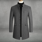 Matthias Slim-Fit Wool Coat with Stand Collar and Button Closure
