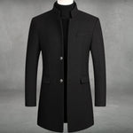 Matthias Slim-Fit Wool Coat with Stand Collar and Button Closure