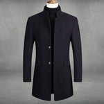 Matthias Slim-Fit Wool Coat with Stand Collar and Button Closure