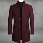 Matthias Slim-Fit Wool Coat with Stand Collar and Button Closure
