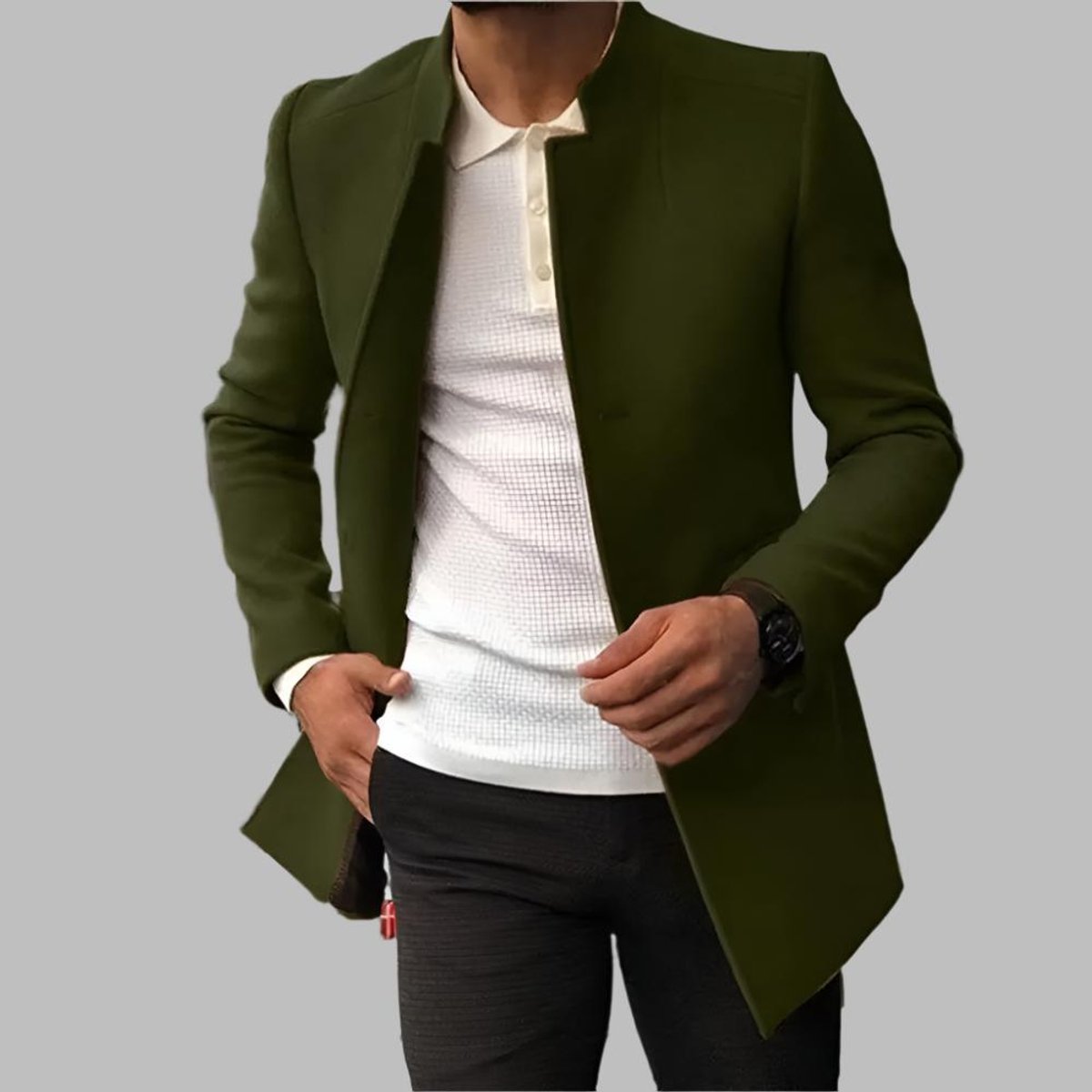 Matthias Slim-Fit Wool Coat with Elegant Stand Collar