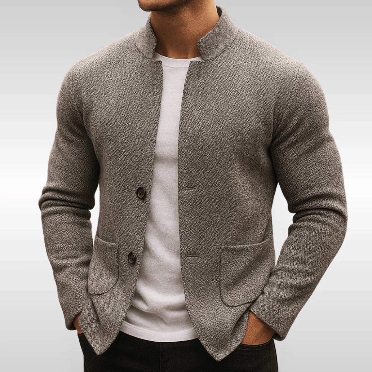 Moritz Stand Collar Quilted Jacket with Two-Button Closure