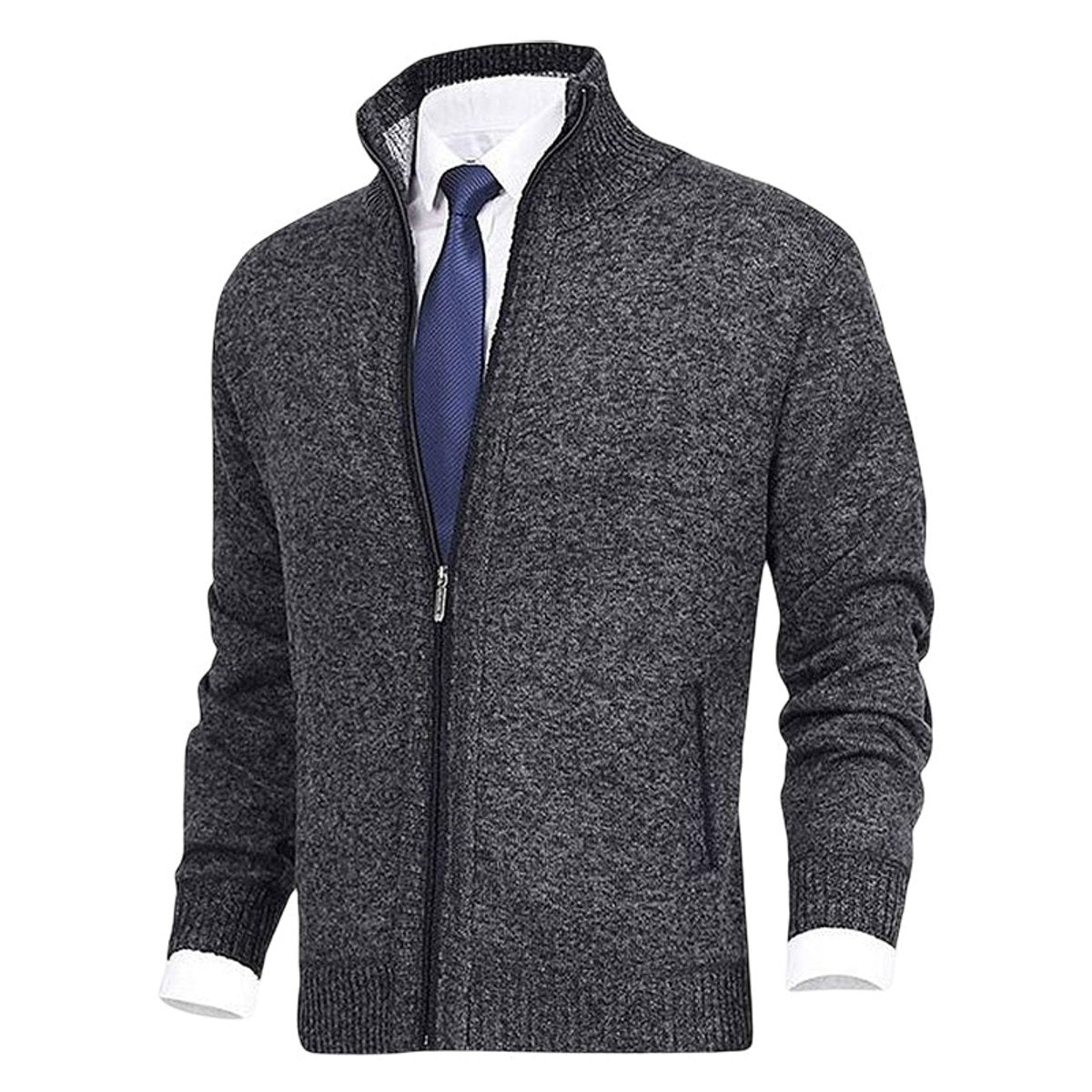 Christian Stand-Collar Zip Knit Cardigan