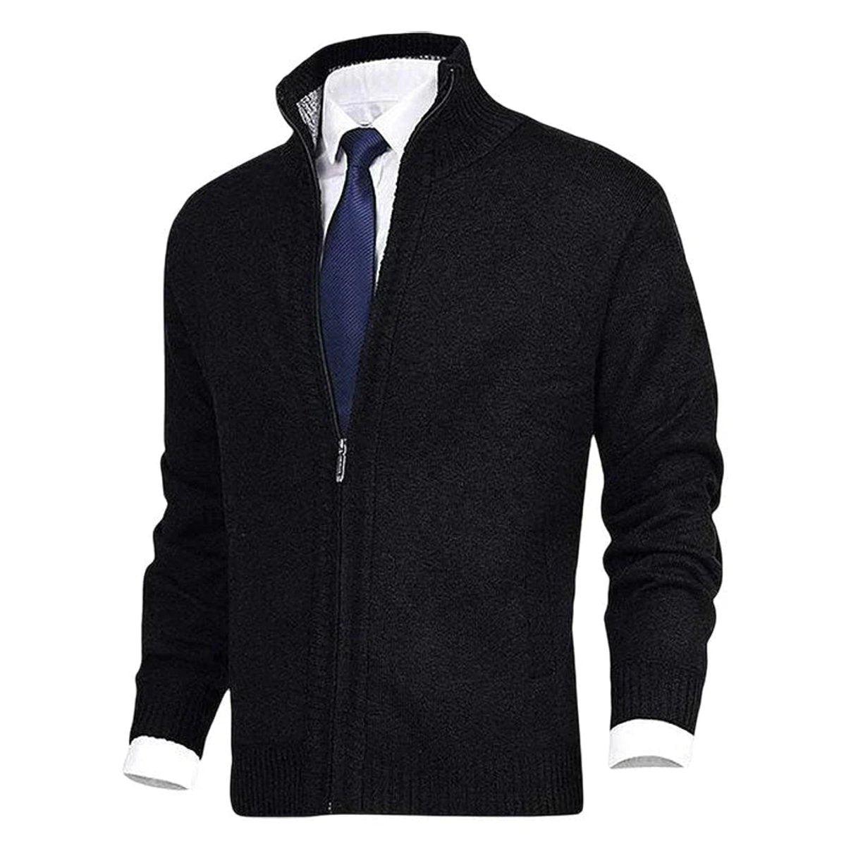 Christian Stand-Collar Zip Knit Cardigan