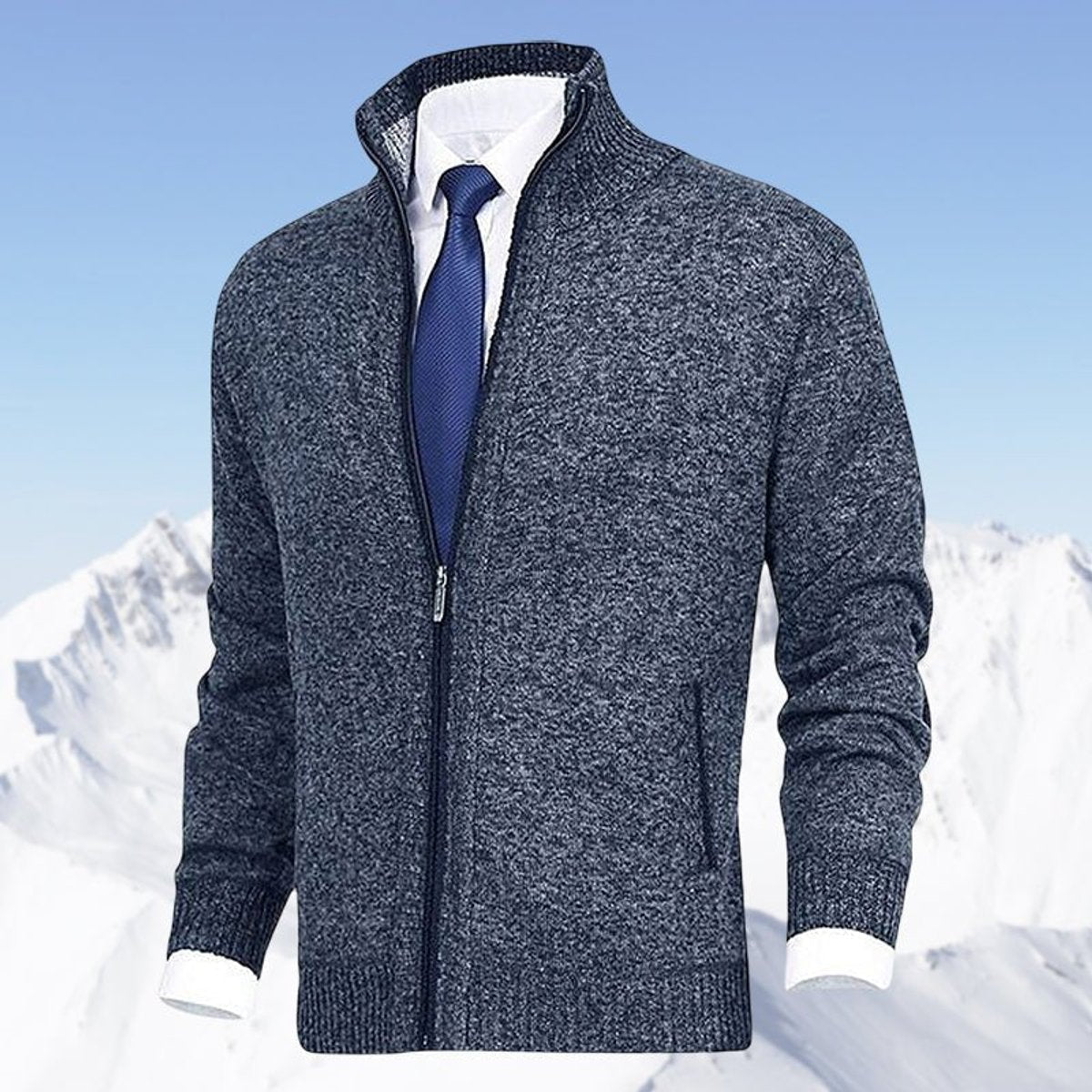 Christian Stand-Collar Zip Knit Cardigan