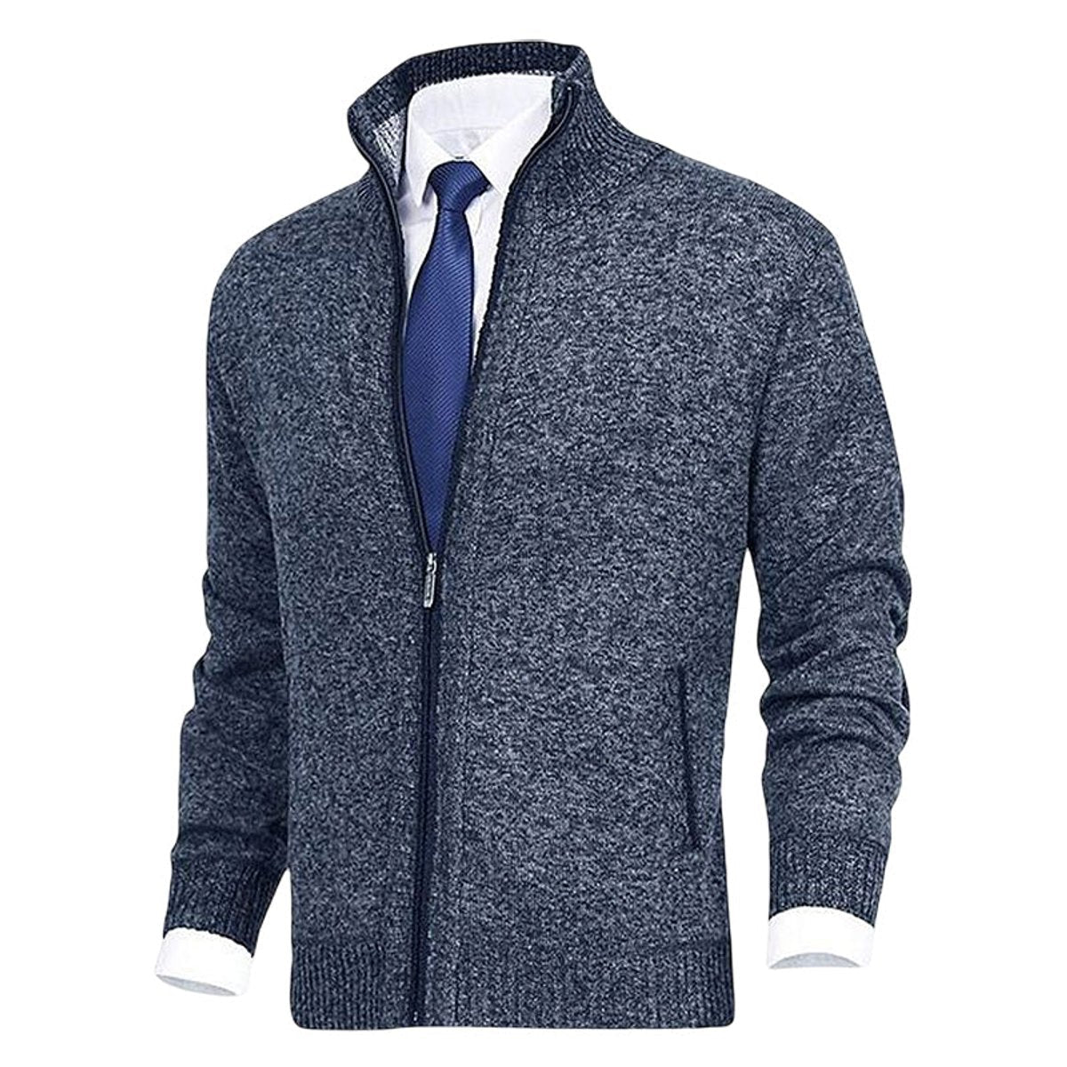 Christian Stand-Collar Zip Knit Cardigan