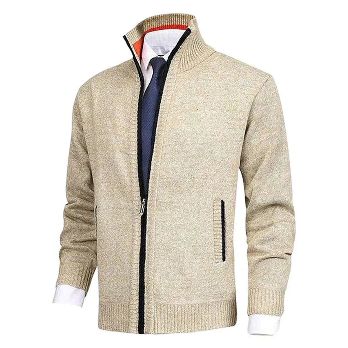 Christian Stand-Collar Zip Knit Cardigan