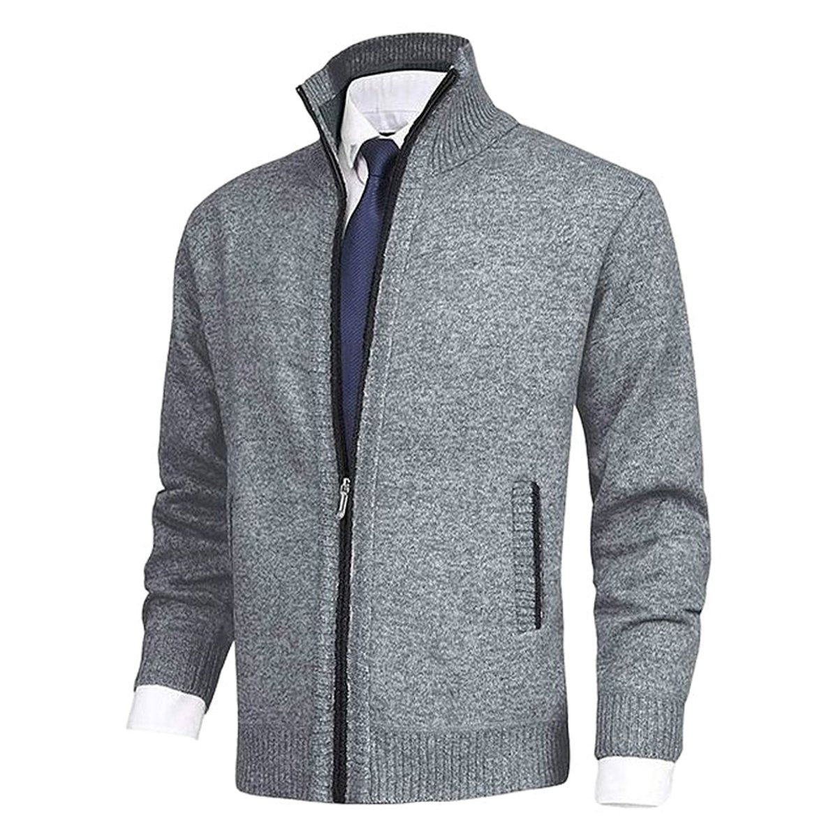 Christian Stand-Collar Zip Knit Cardigan