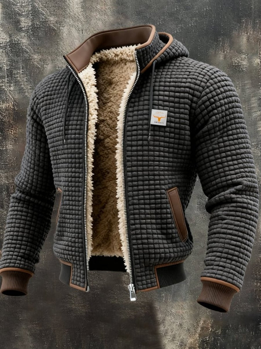 Niklas Fleece-Lined Hooded Puffer Jacket with Leather Trim