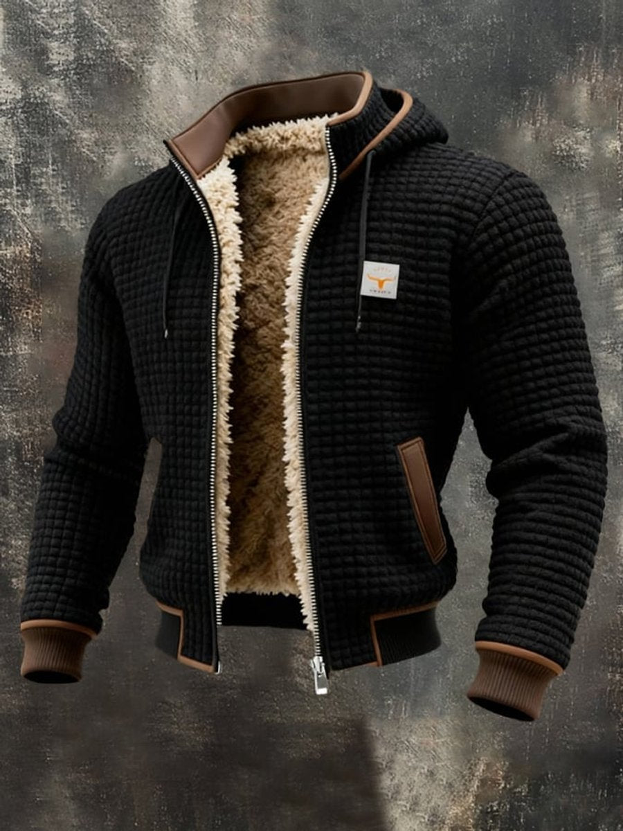 Niklas Fleece-Lined Hooded Puffer Jacket with Leather Trim