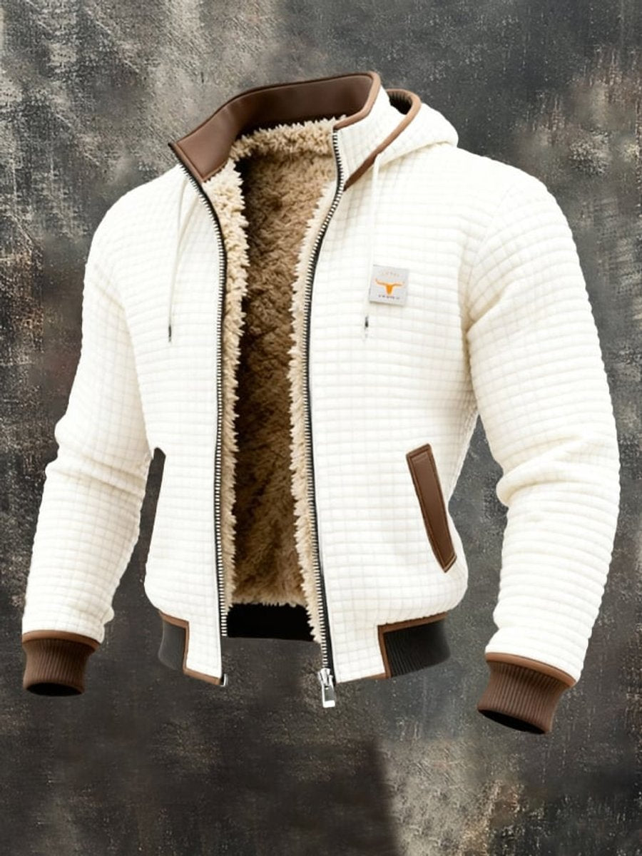 Niklas Fleece-Lined Hooded Puffer Jacket with Leather Trim