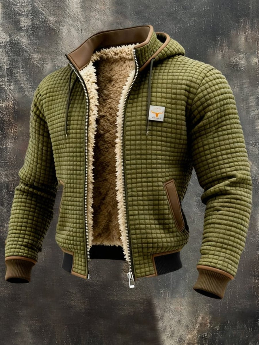 Niklas Fleece-Lined Hooded Puffer Jacket with Leather Trim