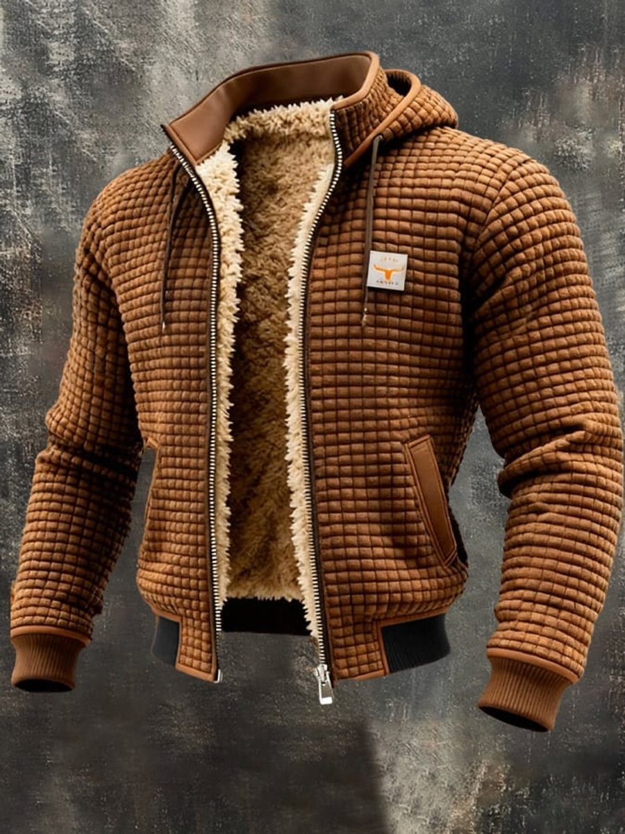 Niklas Fleece-Lined Hooded Puffer Jacket with Leather Trim