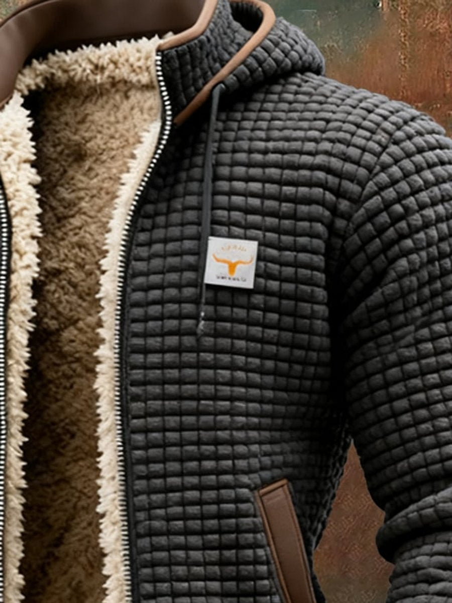 Niklas Fleece-Lined Hooded Puffer Jacket with Leather Trim