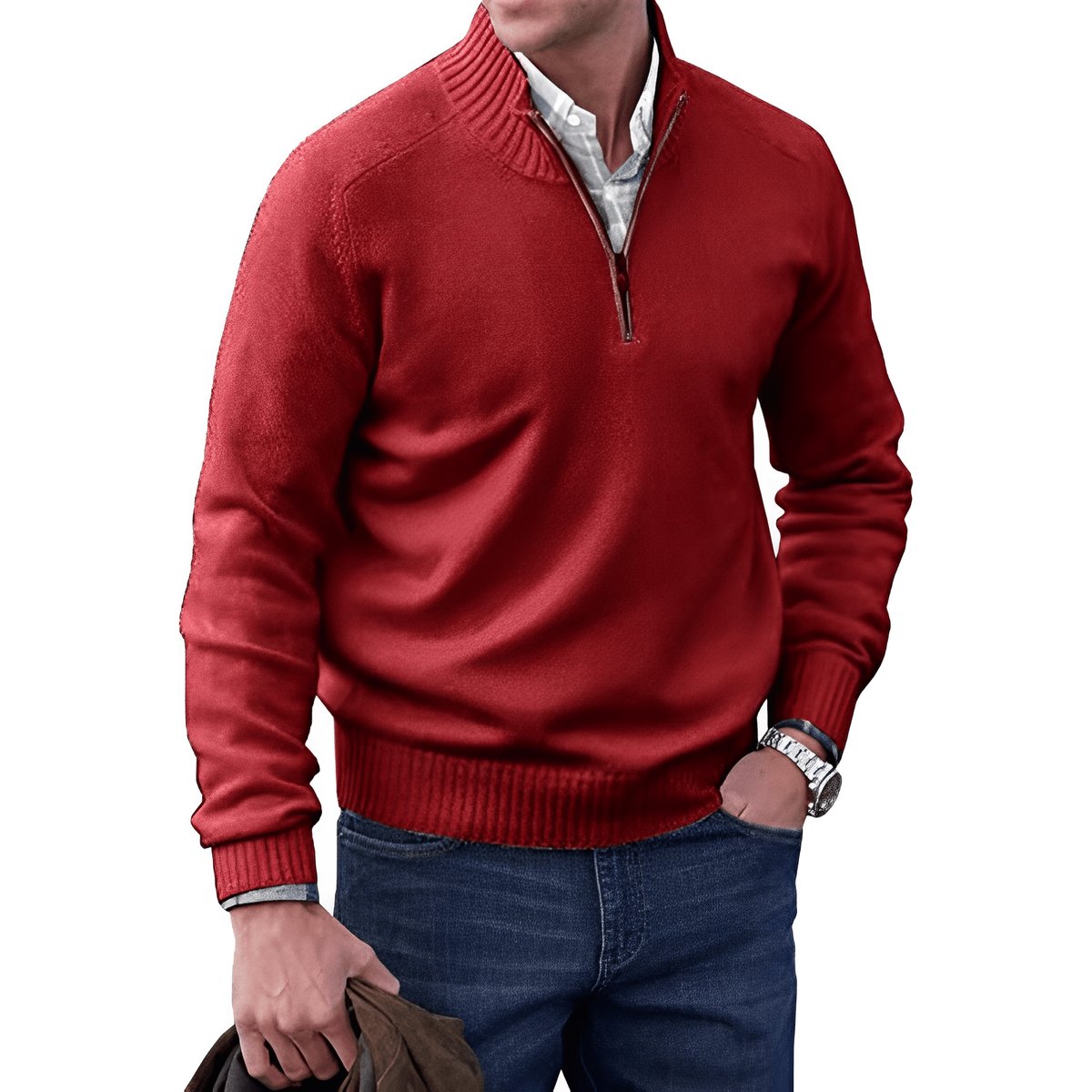 Elias Regular Fit Quarter-Zip Sweater