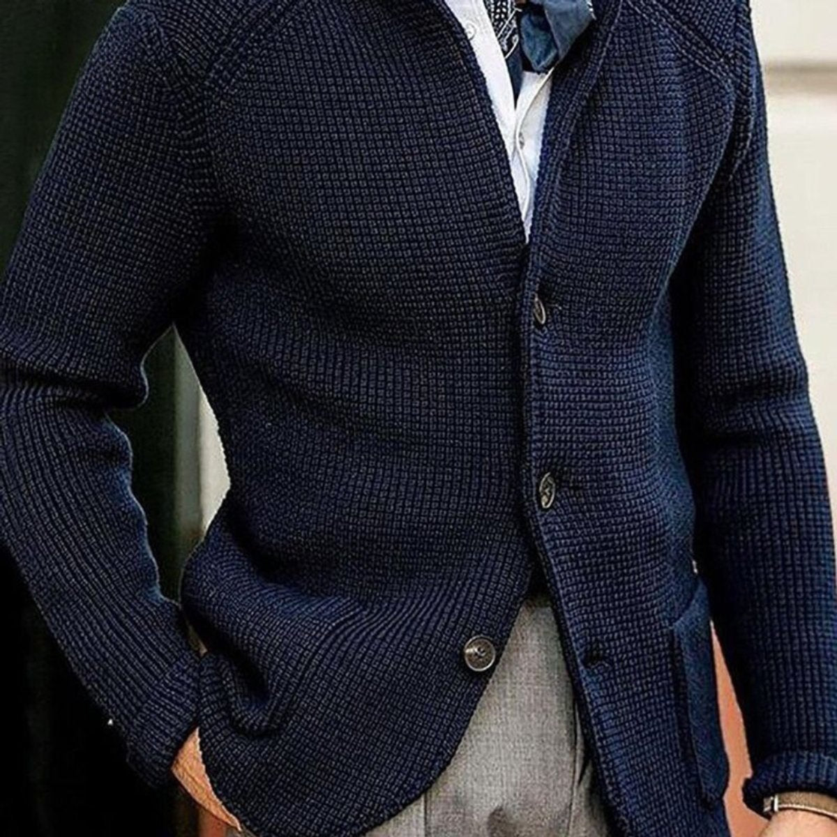 Stefan Waffle-Knit Button-Front Cardigan